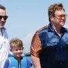 Elton John, son mari David Furnish et leurs fils Elijah et Zachary au Club 55 à Saint-Tropez. Le 2 août 2019 © Luc Boutria / Nice Matin / Bestimage