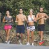 Exclusif - James Middleton et sa nouvelle compagne Alizee Thevenet, Spencer Matthews et sa femme Vogue Williams font leur jogging matinal à Saint-Barthélemy. Le 5 janvier 2019