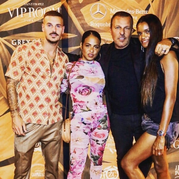 M. Pokora et Christina Milian avec Jean-Roch et sa femme Anaïs à "La Gioia" à Saint-Tropez le 15 juillet 2020.