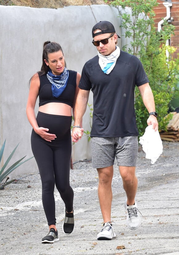 Lea Michele, enceinte, et son mari Zandy Reich à Los Angeles. Le 2 juillet 2020.