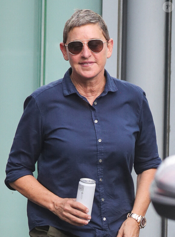 Ellen DeGeneres à l'héliport de Battersea à Londres en août 2019.