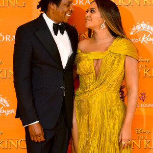 Jay-z et Beyonce le 14 juillet 2019, à Londres. Première de The Lion King. 