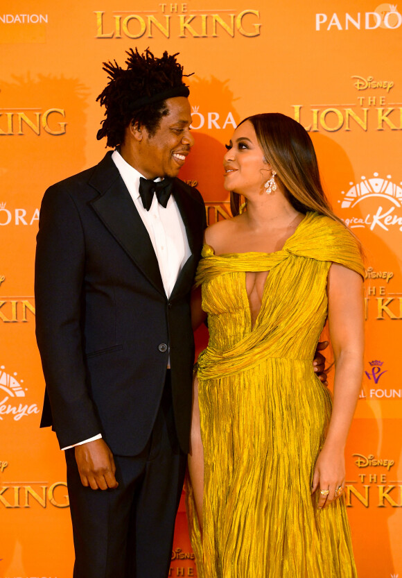 Jay-z et Beyonce le 14 juillet 2019, à Londres. Première de The Lion King. 