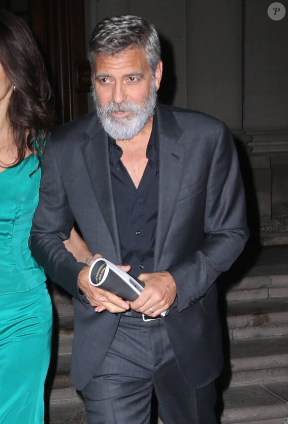 George Clooney et sa femme A.Alamuddin Clooney à la sortie de la soirée caritative International Law benefit à The Frick Collection à New York, le 1er octobre 2019