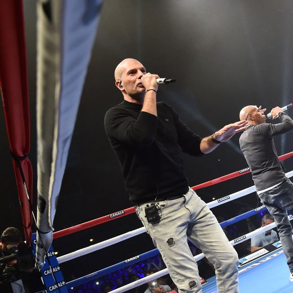 Le groupe marseillais IAM (Shurik'n et Akhenaton) lors du gala de boxe organisé par Univent Production au Palais des Sports de Marseille le 24 mars 2018. © Bruno Bebert/Bestimage