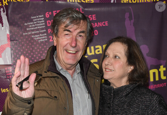 Exclusif - Bernard Menez et sa femme Angèle - Soirée d'ouverture du 6ème Festival du film Russe au cinéma Le Balzac à Paris le 2 mars 2020. © Coadic Guirec/Bestimage