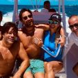 Laeticia Hallyday, son compagnon Pascal Balland et leurs amis en vacances sur l'île de Saint-Barthélémy, le 25 août 2020.