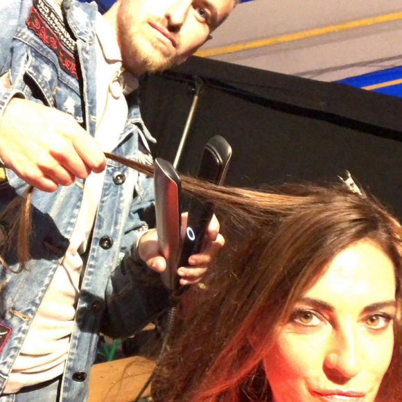 Eve Angeli et son ami et coiffeur Florent.