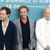 Jude Law, le réalisateur Paolo Sorrentino et John Malkovich - Photocall de la série "The New Pope" lors du 76ème Festival du Film de Venise, la Mostra à Venise en Italie le 1 er Septembre 2019.