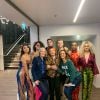 Exclusif - La chanteuse Régine avec les danseurs, la styliste et la chorégraphe en coulisse de l'émission "Allez viens je t'emmène dans les années 70" le 25 février 2020.