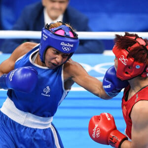 Estelle Mossely lors de la finale de boxe aux Jeux Olympiques de Rio. Le 19 août 2016.