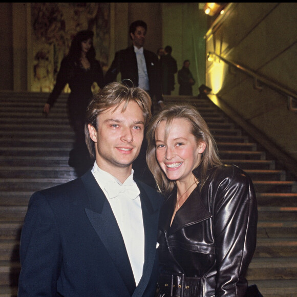 Archives- David Hallyday et Estelle Lefébure lirs de la soirée des "Bests" en 1989.