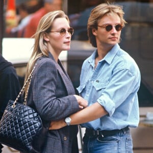 Archives- Estelle Lefébure et David Hallyday à Paris en 1989.