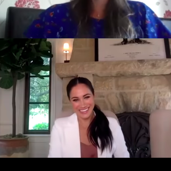 Meghan Markle en visioconférence avec des membres de l'association Smart Works, YouTube, 2020.
