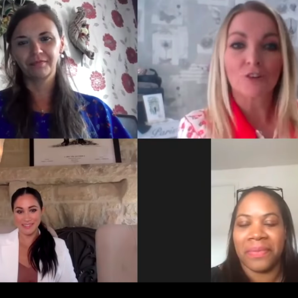 Meghan Markle en visioconférence avec des membres de l'association Smart Works, YouTube, le 12 septembre 2020.