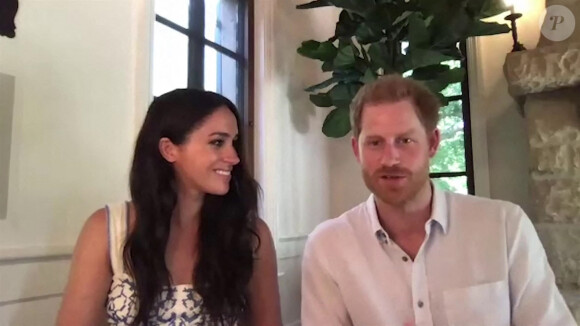 Le prince Harry, duc de Sussex, et Meghan Markle, duchesse de Sussex, abordent le rôle des réseaux sociaux et vantent le travail de l'association "Queen's Commonwealth Trust". Le 25 août 2020.