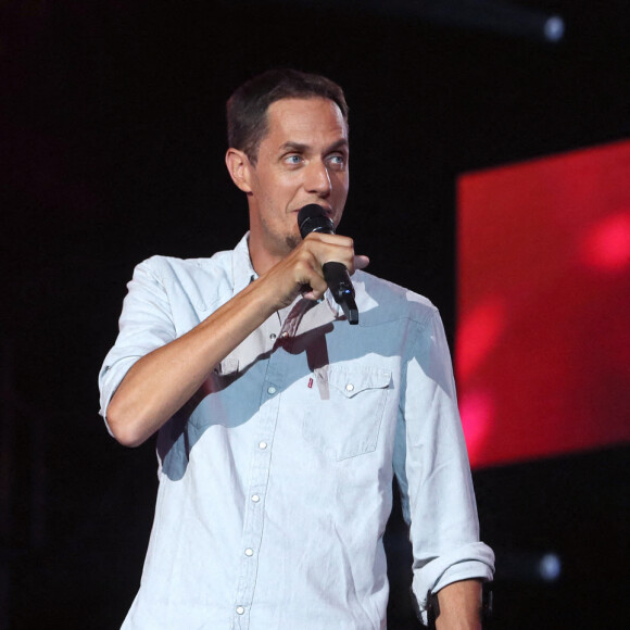 Exclusif - Camille Lellouche et Grand Corps Malade (Fabien Marsaud) sur scène lors du Festival des Festivals de Rock en Seine au parc de Saint-Cloud le 27 août 2020. Un spectacle diffusé en live sur France 2. © Tiziano Da Silva / Veeren Ramsamy / Bestimage 