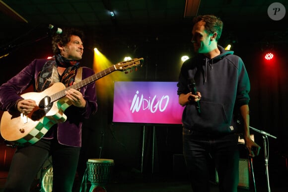 Exclusif - Matthieu Chedid (M), Grand Corps Malade (Fabien Marsaud) - Showcase lors de la soirée de lancement de l'application d'entraide "Indigo" au Ground Control à Paris, le 30 avril 2019. © Christophe Clovis / Bestimage 