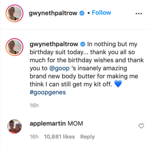 Apple, la fille de Gwyneth Paltrow, choquée par la photo de sa mère toute nue.
