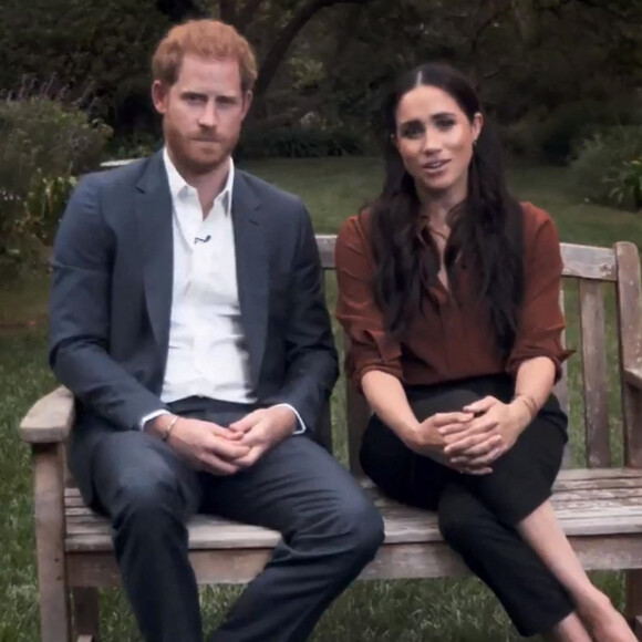 Le prince Harry, duc de Sussex, et Meghan Markle, duchesse de Sussex en pleine interview pour TIME 100 television ABC.