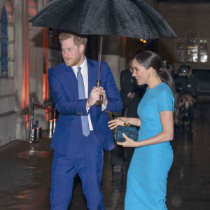 Le prince Harry, duc de Sussex, et Meghan Markle, duchesse de Sussex à la sortie de la cérémonie des Endeavour Fund Awards au Mansion House à Londres, Royaume Uni, le 5 mars 2020.