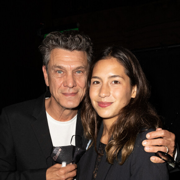 Exclusif - Première sortie de Marc Lavoine et sa femme Line Papin depuis leur mariage lors du défilé Etam Live Show 2020 à Paris le 30 septembre 2020. © Pool Agence Bestimage