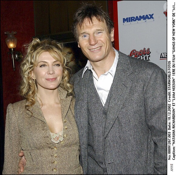 Natasha Richardson et Liam Neeson lors de la première de Gangs of New York le 10 décembre 2002
