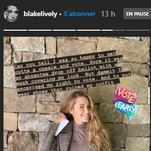 Blake Lively sur Instagram. Le 22 octobre 2020.