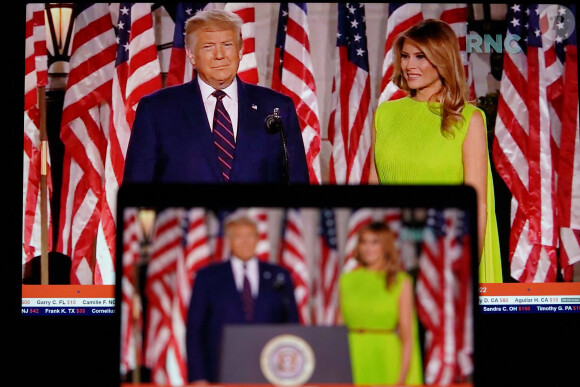Donald Trump et la First Lady Melania Trump - Donald Trump lors de l'investiture pour le parti républicain à Washington en présence de sa famille le 27 Août 2020 © Imago / Panoramic / Bestimage