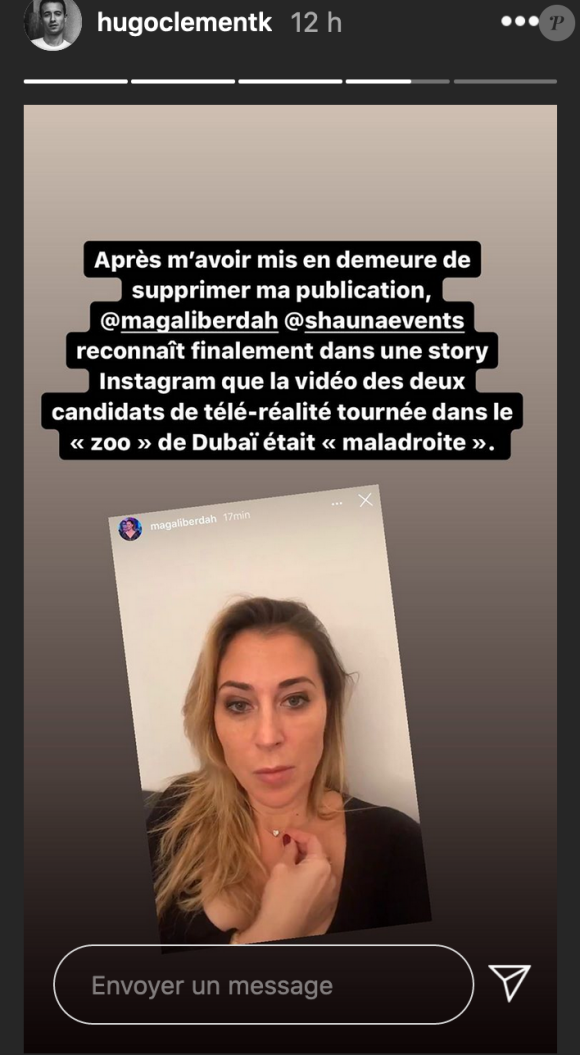 Magalie Berdah, l'agent de Manon Marsault et Julien Tanti reconnaît une vidéo "maladroite" tournée dans un zoo de Dubaï - Instagram