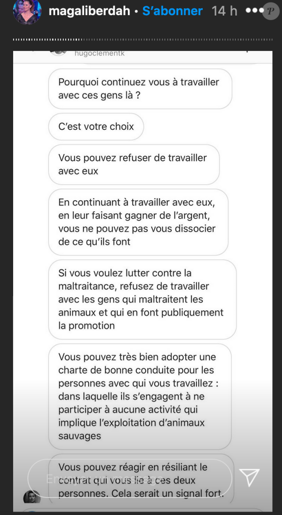 Magali Berdah s'exprime sur la polémique du zoo qui touche ses influenceurs Manon Marsault et Julien Tanti et dévoile ses échanges avec Hugo Clément - Instagram, 27 octobre 2020