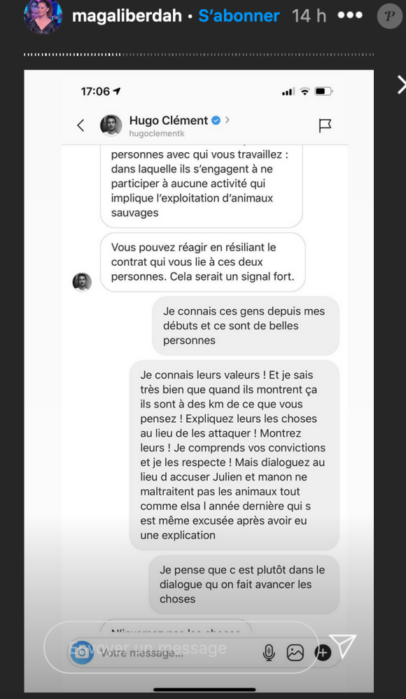 Magali Berdah s'exprime sur la polémique du zoo qui touche ses influenceurs Manon Marsault et Julien Tanti et dévoile ses échanges avec Hugo Clément - Instagram, 27 octobre 2020