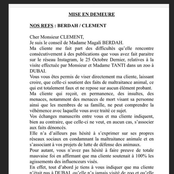 Magali Berdah s'exprime sur la polémique du zoo qui touche ses influenceurs Manon Marsault et Julien Tanti et dévoile ses échanges avec Hugo Clément - Instagram, 27 octobre 2020