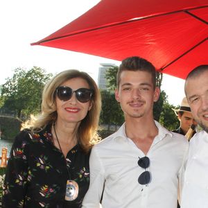 Valerie Trierweiler, son fils Léonard et Guillaume Gomez (chef des cuisines du palais de l'Elysée) - 6ème édition du Trophée de la Pétanque Gastronomique au Paris Yacht Marina à Paris, France, le 28 juin 2018. © Philippe Baldini/Bestimage
