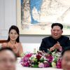 Kim Jong-Un et sa femme Ri Sol-Ju lors du banquet après le sommet historique inter-coréen à Paju en Corée du Sud. Le 27 avril 2018