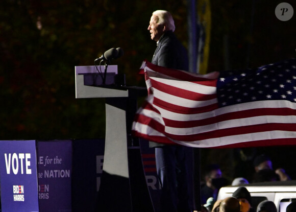 Joe Biden lors d'un meeting à Pittsburgh, le 2 novembre 2020, la veille de l'élection présidentielle. Photo by Archie Carpenter/UPI/ABACAPRESS.COM