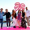 Patrick Puydebat, Sébastien Roch, Carole Dechantre, Elsa Esnoult, Laure Guibert, Sébastien Roch et Elliot Delage durant le photocall sur le ponton du Majectic pour la série "Les Mystères de l'Amour" dans le cadre de Canneseries saison 3 au Palais des Festivals à Cannes. © Bruno Bebert / Bestimage