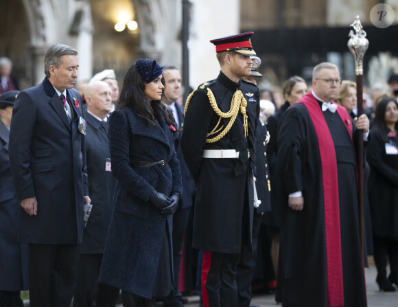 Le prince Harry, duc de Sussex, et Meghan Markle, duchesse de Sussex, assistent au 91ème 'Remembrance Day', une cérémonie d'hommage à tous ceux qui sont battus pour la Grande-Bretagne, à Westminster Abbey, l'an dernier, avant le "Megxit".