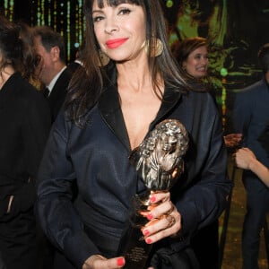 Mathilda May (habillée par Society Room, chaussures Louboutin, bijoux Gas mise en beauté Carlota et Lucie Saint-Clair) lors de la 31ème cérémonie des Molières 2019 aux Folies Bergère à Paris, France, le 13 mai 2019. © Coadic Guirec/Bestimage 