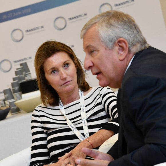 Marie Sallois, la directrice du dévelopement durable pour le Cio, Cécilia et Richard Attias lors de l'ouverture du premier forum de la transition au Grimaldi forum à Monaco le 26 juin 2018.  © Bruno Bebert / Bestimage 