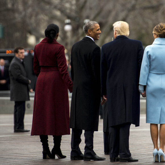 Donald J. Trump et Barack Obama avec leurs femmes Michelle et Melania - Investiture du 45e président des Etats-Unis Donald Trump à Washington DC le 20 janvier 2017 