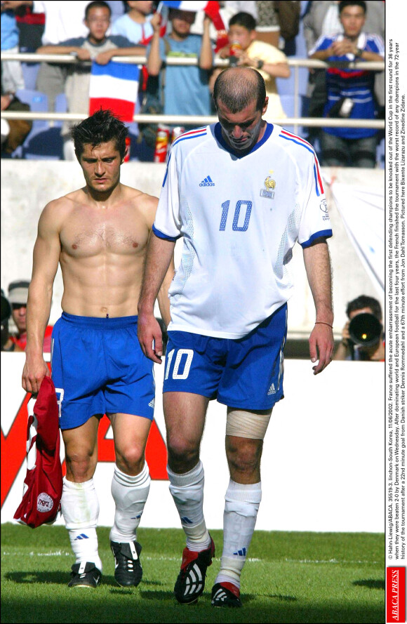 Bixente Lizarazu et Zinédine Zidane en équipe de France en juin 2002.