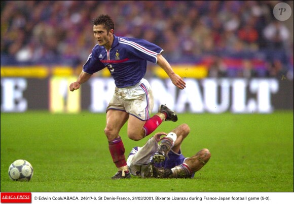 Bixente Lizarazu en équipe de France. Mars 2001.