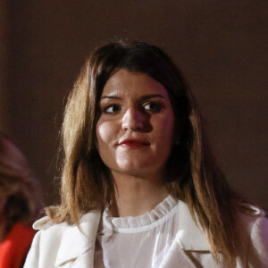 Sylvie Tellier, directrice générale de l'organisation Miss France, et Marlène Schiappa, ministre déléguée auprès du ministre de l'Intérieur, en charge de la citoyenneté, lancent l'opération Orangetheworld organisée par UN Women au ministère de l'intérieur. Paris, le 23 novembre 2020. © Stéphane Lemouton / Bestimage