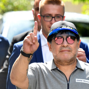 Diego Maradona arrive en Bielorussie le 16 juillet 2018 . @Viktor Drachev/Itar Tass/Bestimage