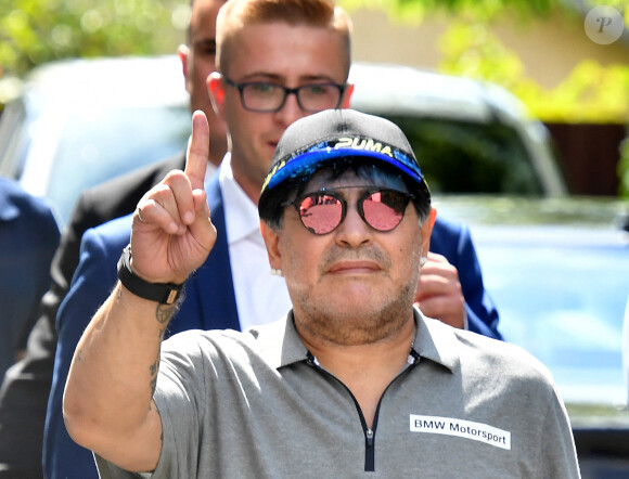 Diego Maradona arrive en Bielorussie le 16 juillet 2018 . @Viktor Drachev/Itar Tass/Bestimage