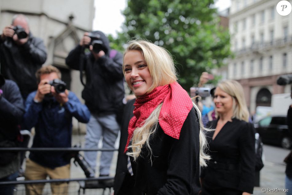 Amber Heard à son arrivée à la cour royale de justice à Londres, dans le cadre d&#039;un procès en diffamation contre le journal The Sun Newspaper. Le 8 juillet 2020