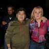 Exclusif  - Diego Maradona sort dîner avec sa compagne Rocio Oliva à Londres le 22 octobre 2017.