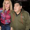 Exclusif- Diego Maradona sort dîner avec sa compagne Rocio Oliva à Londres le 22 octobre 2017.