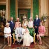 Baptême d'Archie Mountbatten-Windsor au château de Windsor, le 6 juillet 2019, en présence de ses parents le prince Harry et Meghan Markle, le prince Charles et son épouse Camilla, Doria Ragland (la mère de Meghan), Lady Jane Fellowes, Lady Sarah McCorquodale, le prince William et Kate Middleton.